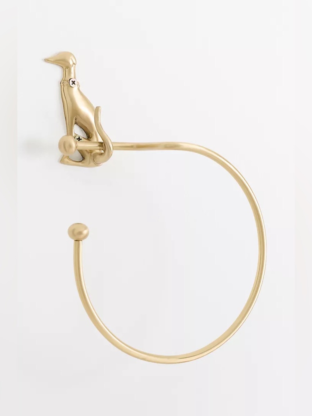 New Anthropologie Home Decor Brass Caine Dog Brass Towel Ring Bath Storage